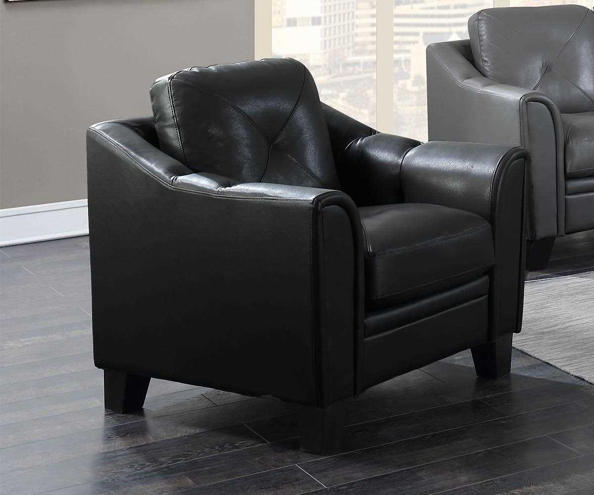 Berta Genuine Cowhide Leather Sofa Chair Black 7065 ( Open Box )
