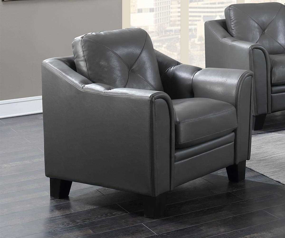 Berta Genuine Cowhide Leather Sofa Chair Grey 7065