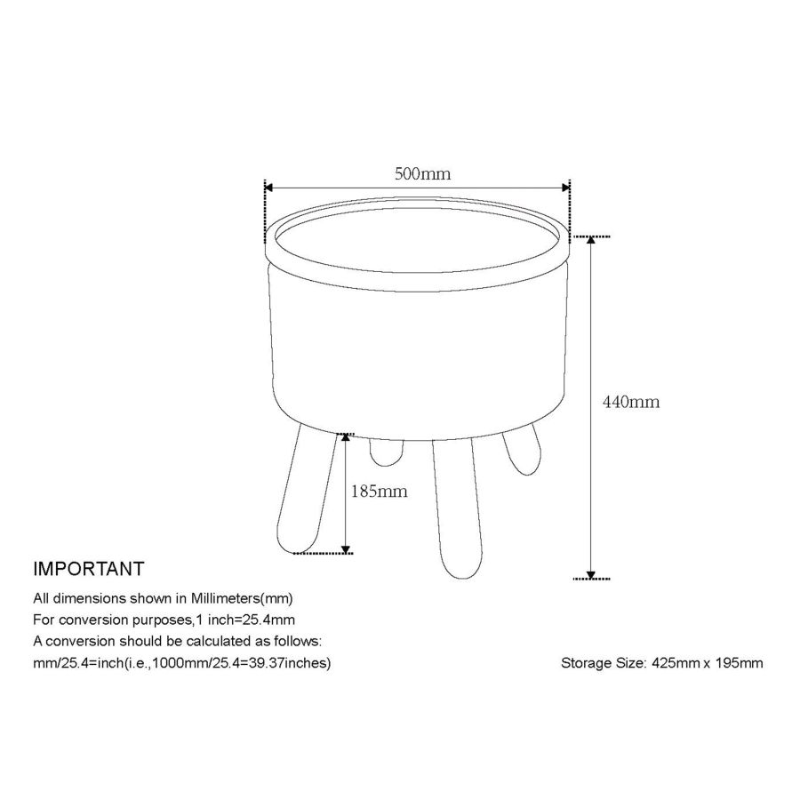 Betsy Round Storage Ottoman with Tray in Beige and Black 402-376