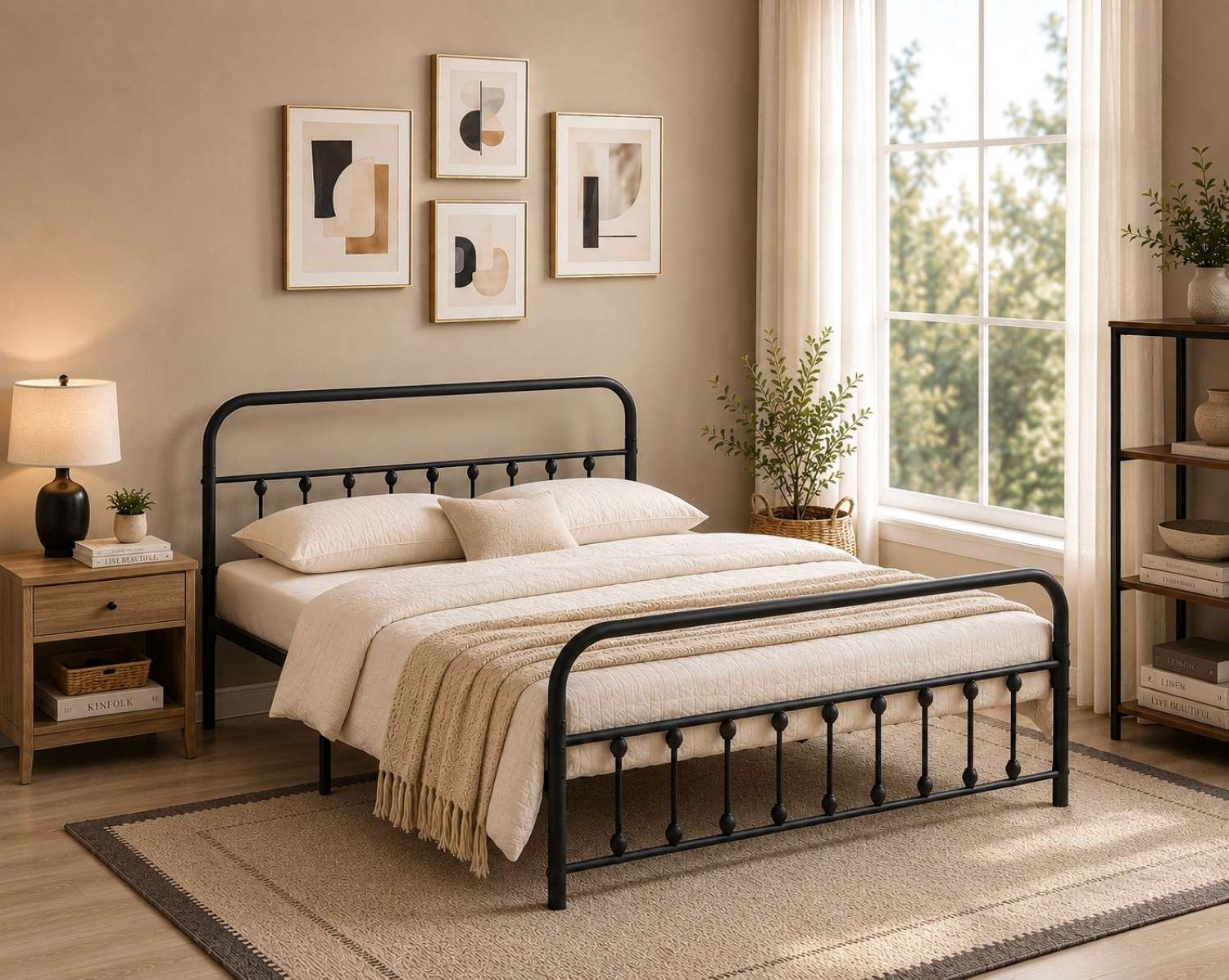 Black Steel Contemporary Design Bed Frame IF 5252