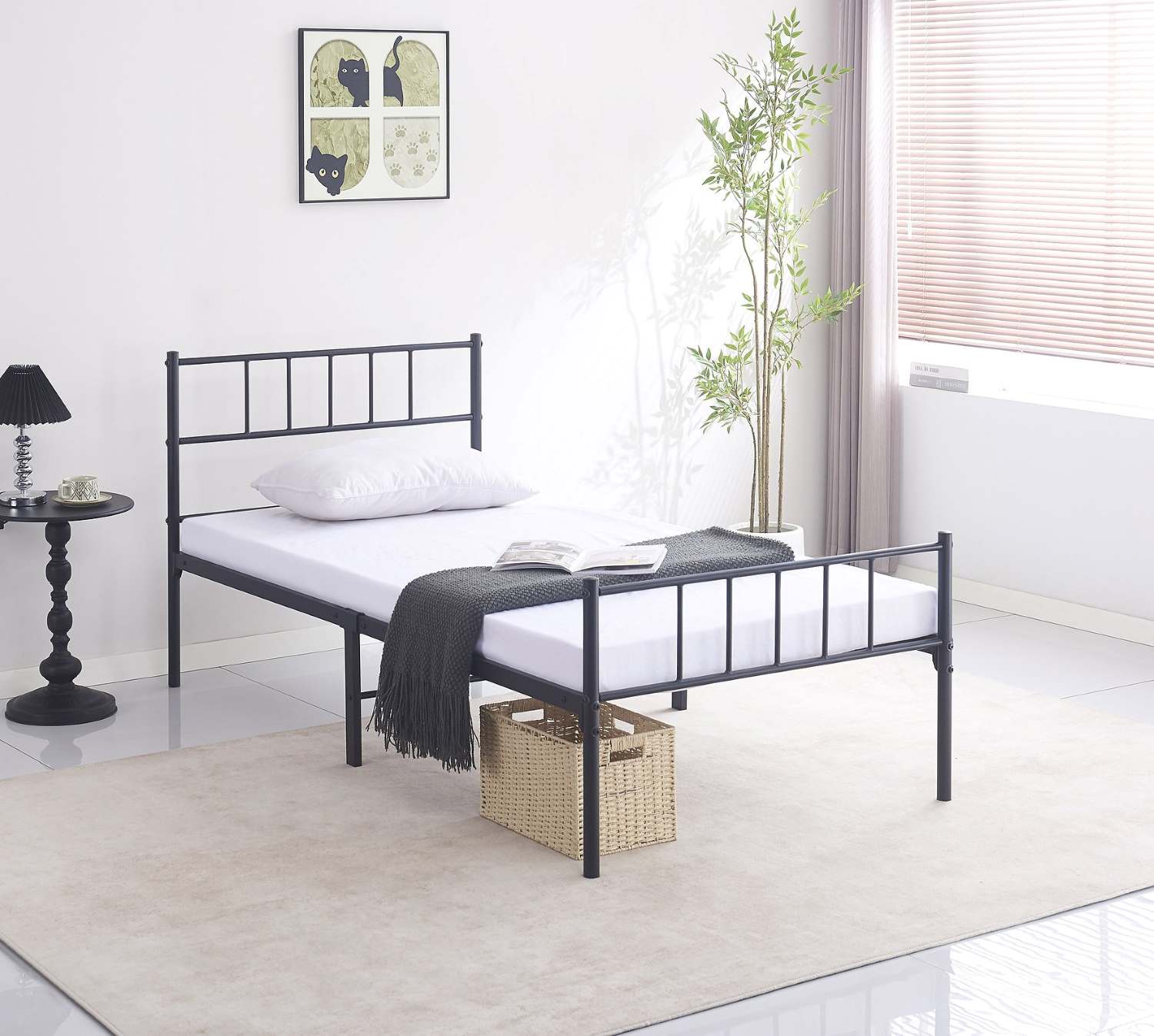 Black Steel Single Bed Frame IF 158