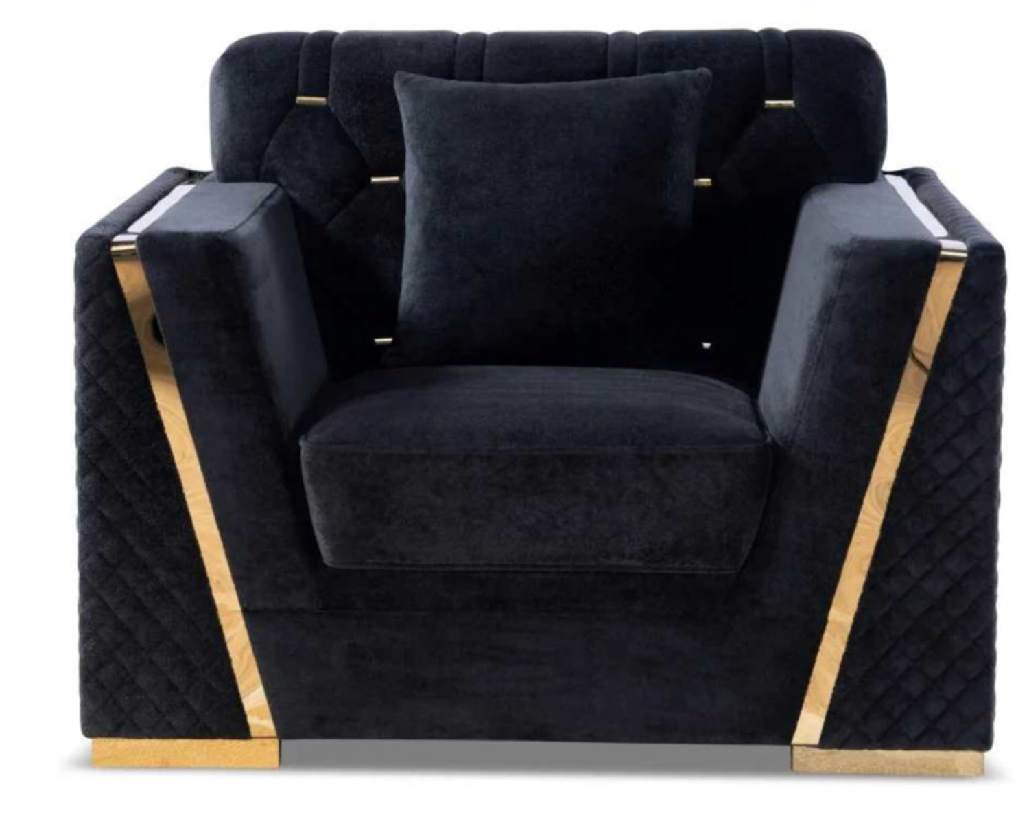 Black Velvet 3pc Sofa Sets with Gold Accents YF07