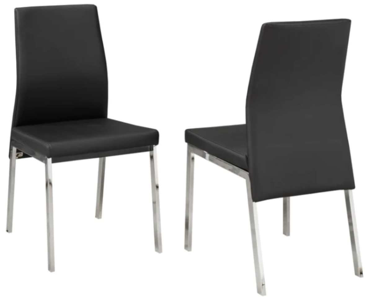 Black Fabric Dining Chair With Chrome Legs Set Of 2 - 744