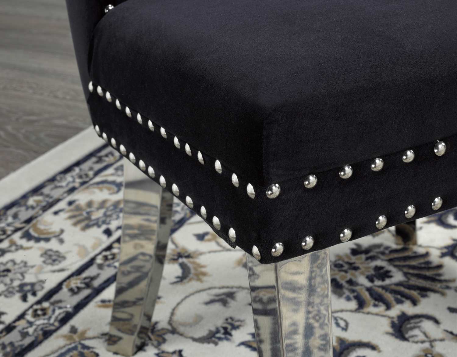 Black Dining Chair W/ Chrome Legs Set Of 2 F459-BK