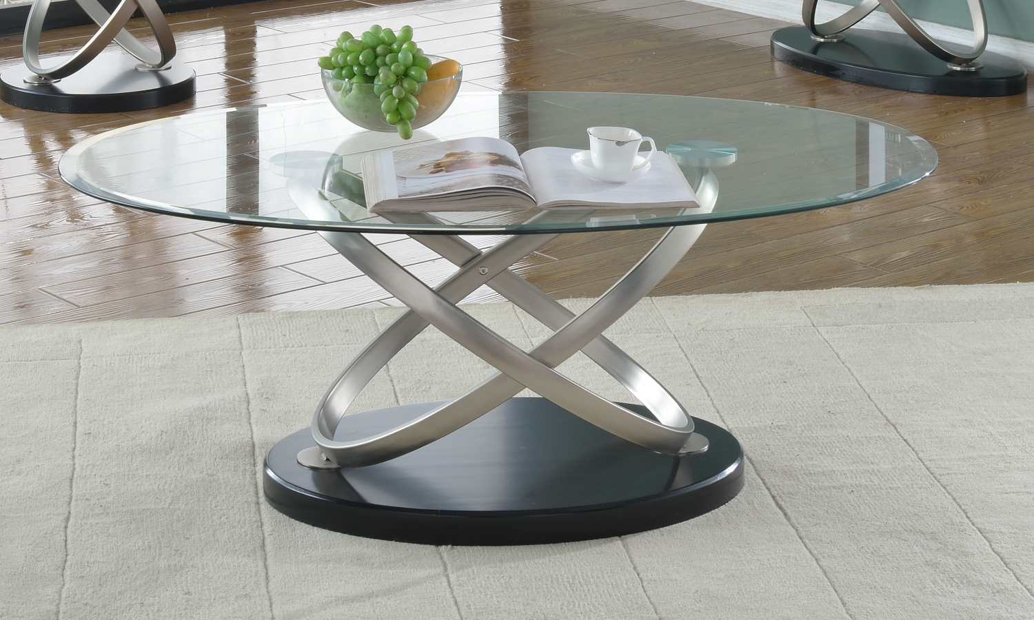 Black/Silver Chantal Coffee Table With 2 End Tables SIC275