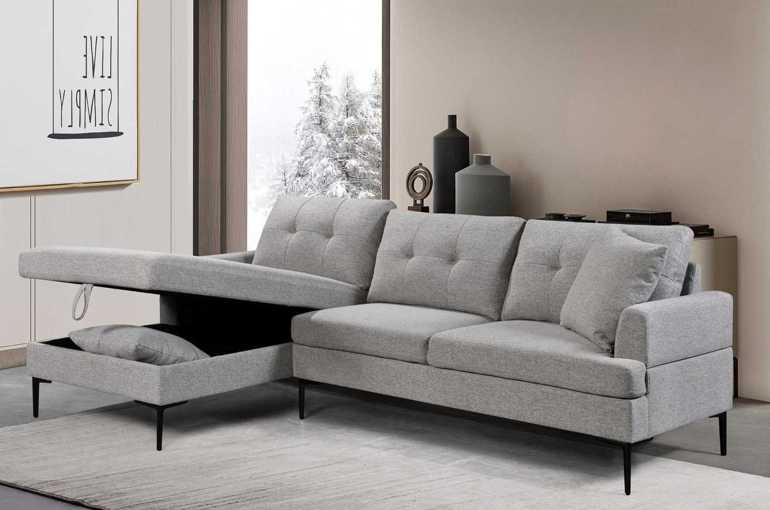 Grey Storage Sectional Sofa 9060 / 9061