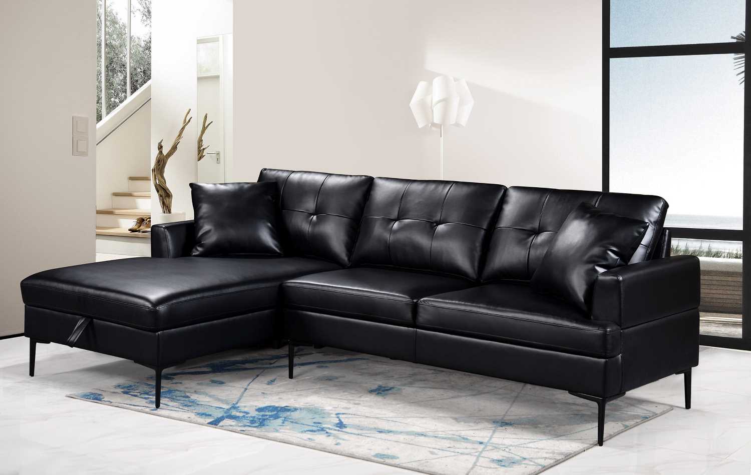 Black Storage Sectional Sofa 9068 / 9069