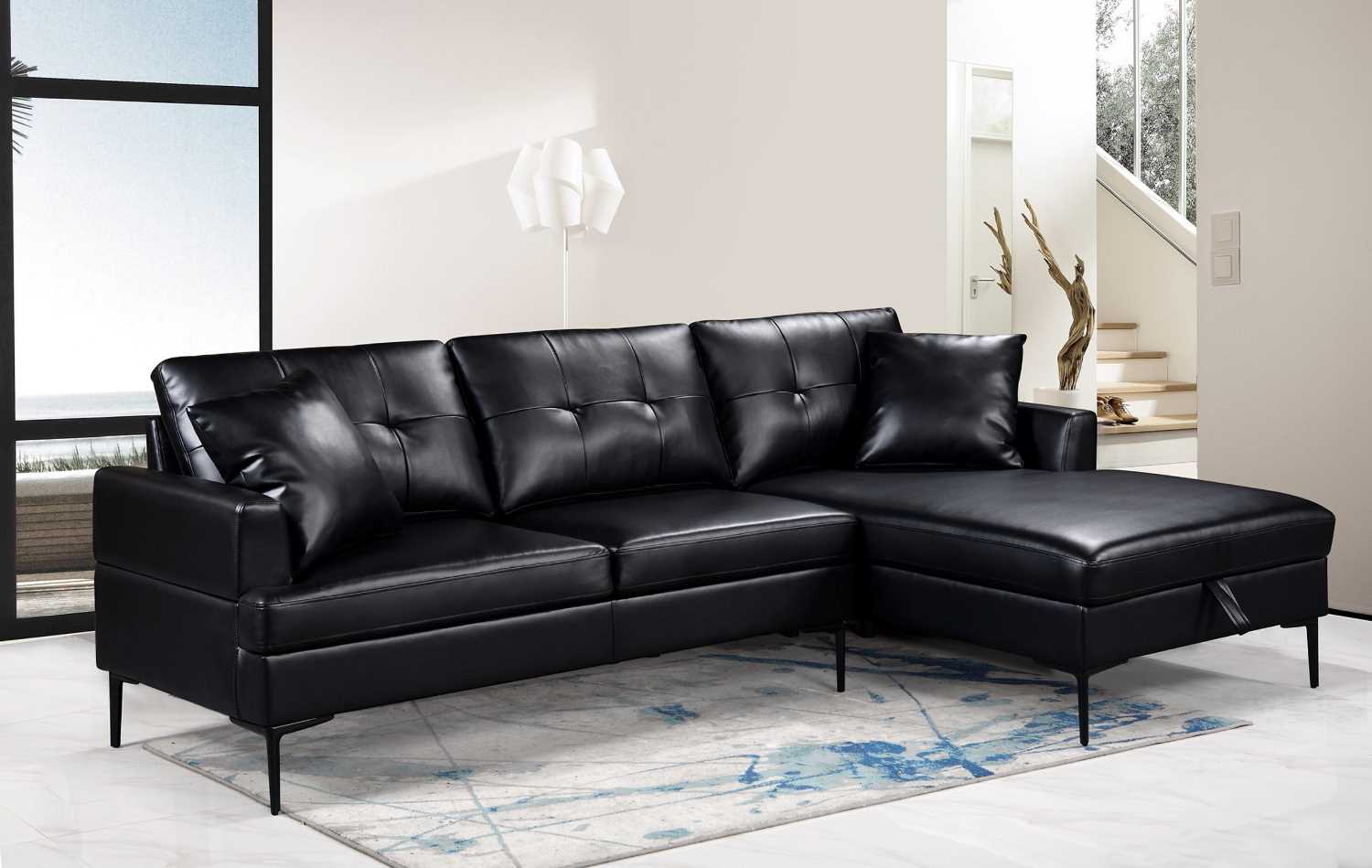 Black Storage Sectional Sofa 9068 / 9069
