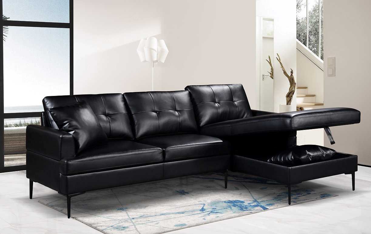 Black Storage Sectional Sofa 9068 / 9069