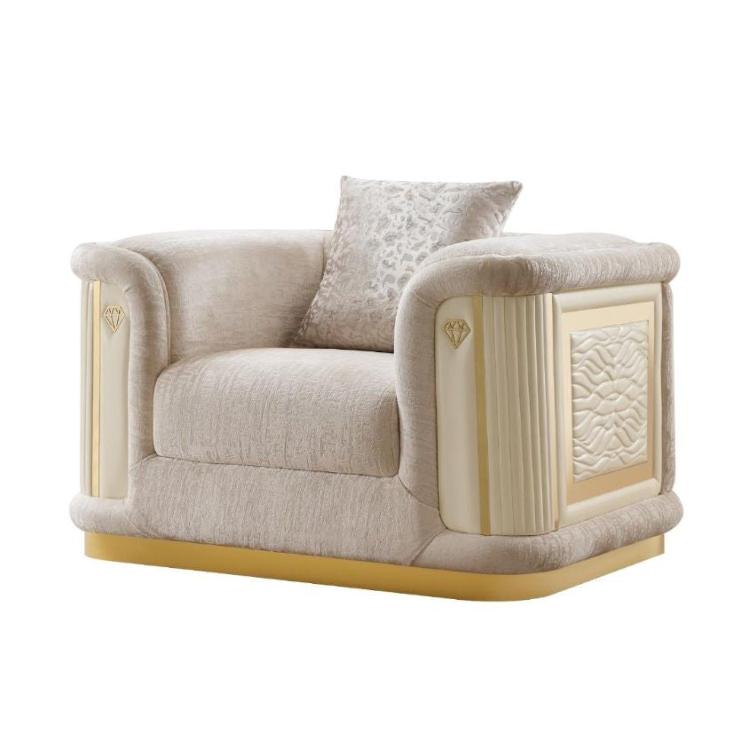 Bona Beige Fabric Sofa Set with Gold Accents 8225