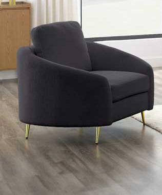 Boucle Fabric Chair With Curved Angled Arms Grey 1312