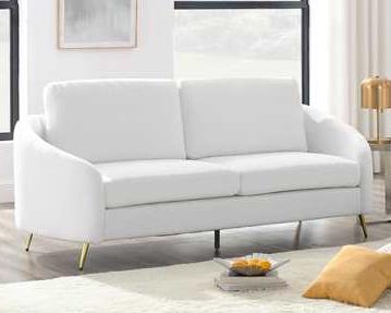 Boucle Fabric Sofa Set With Curved Angled Arms White 1312