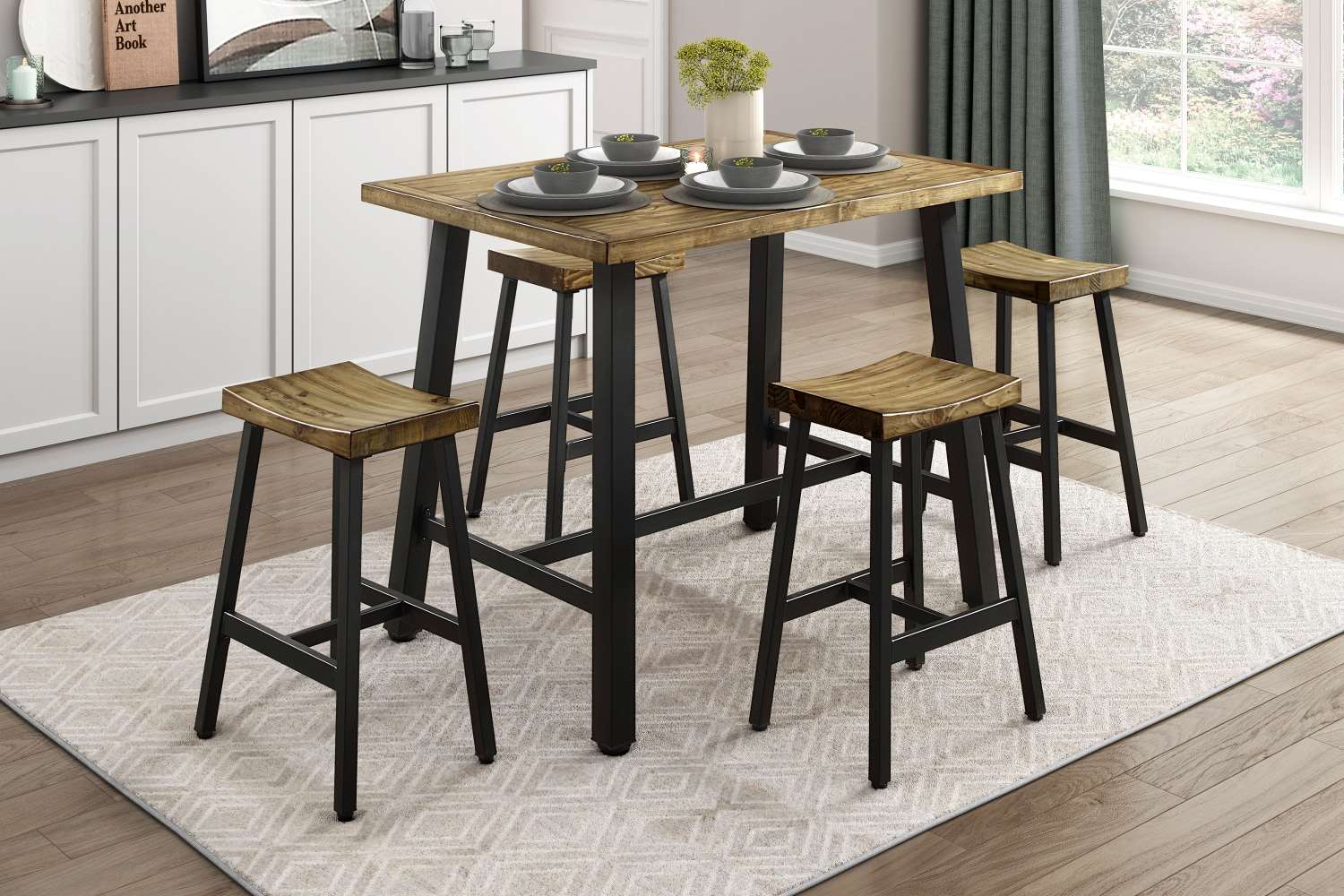 Braddock Wooden Counter Height 5pc Dining Set 6032
