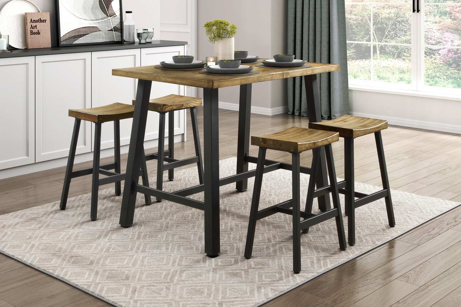 Braddock Wooden Counter Height 5pc Dining Set 6032