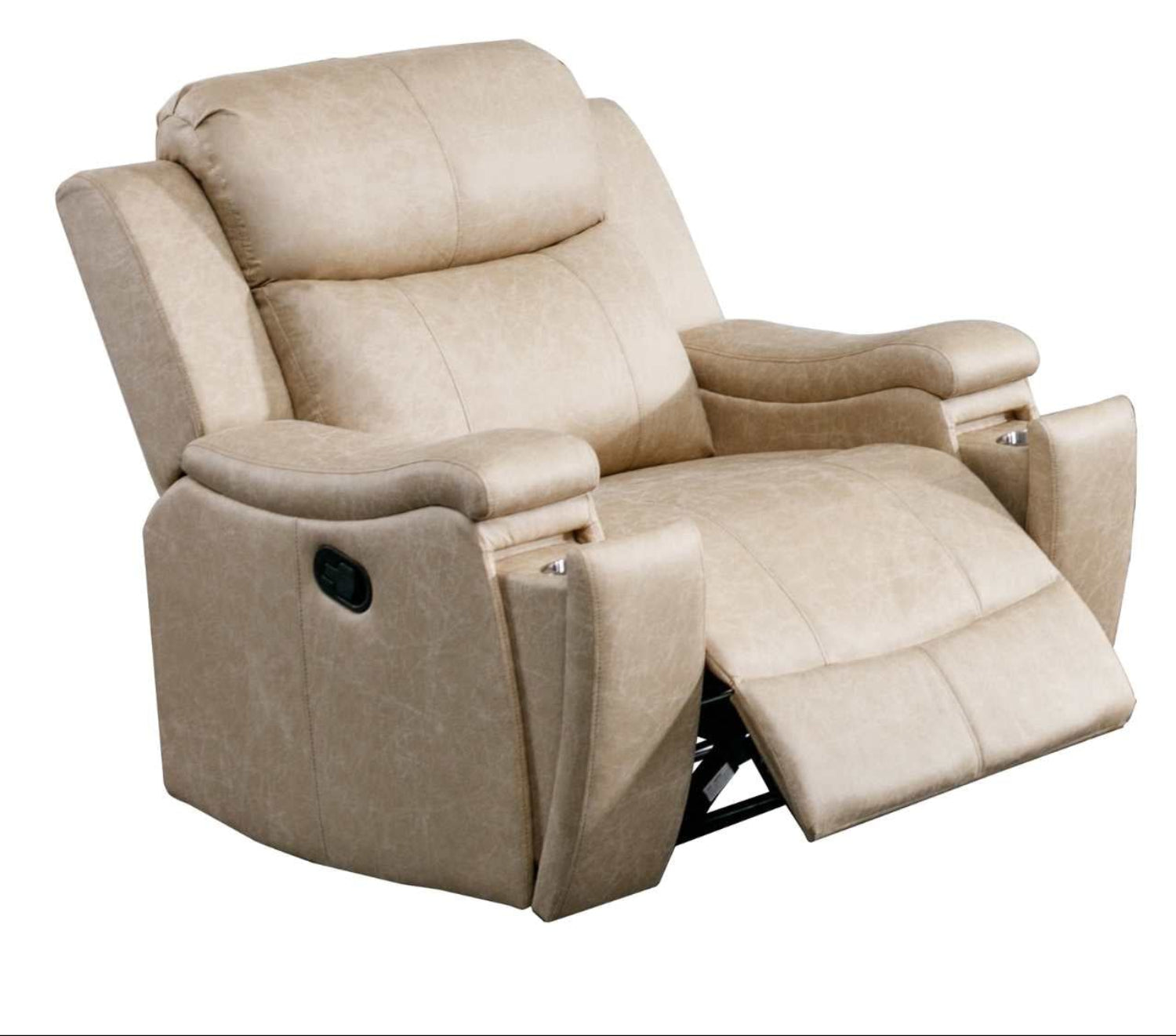 Bradford Rocker Recliner Chair Polished Microfiber Neutral Buff Tone 99990