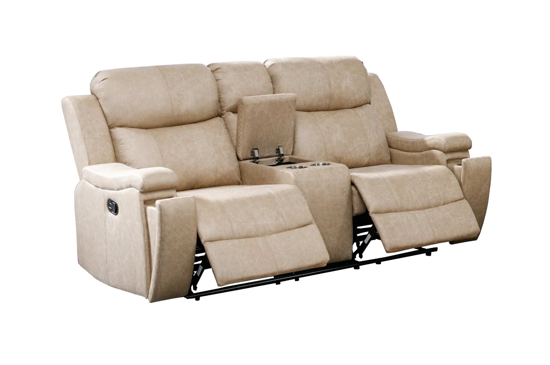 Bradford Reclining Loveseat Polished Microfiber Neutral Buff Tone 99990