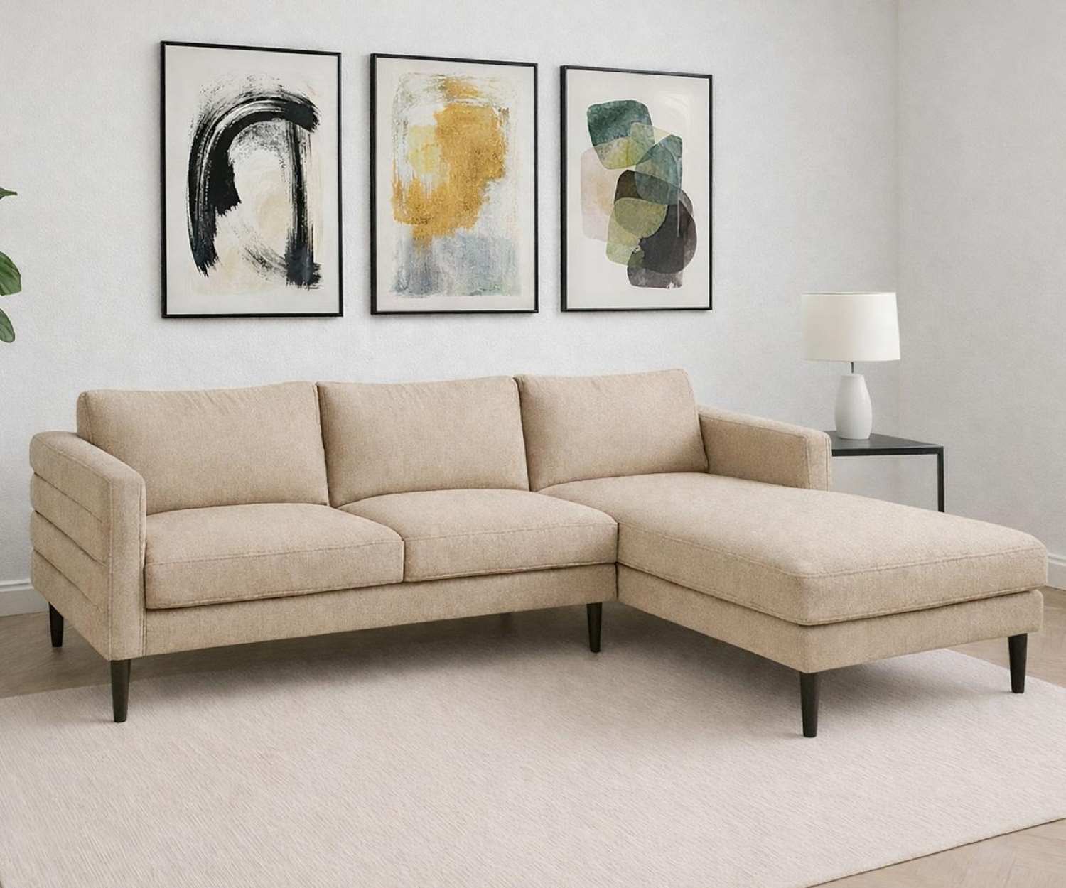 Brayden Beige Fabric Sectional Right Chaise U521A