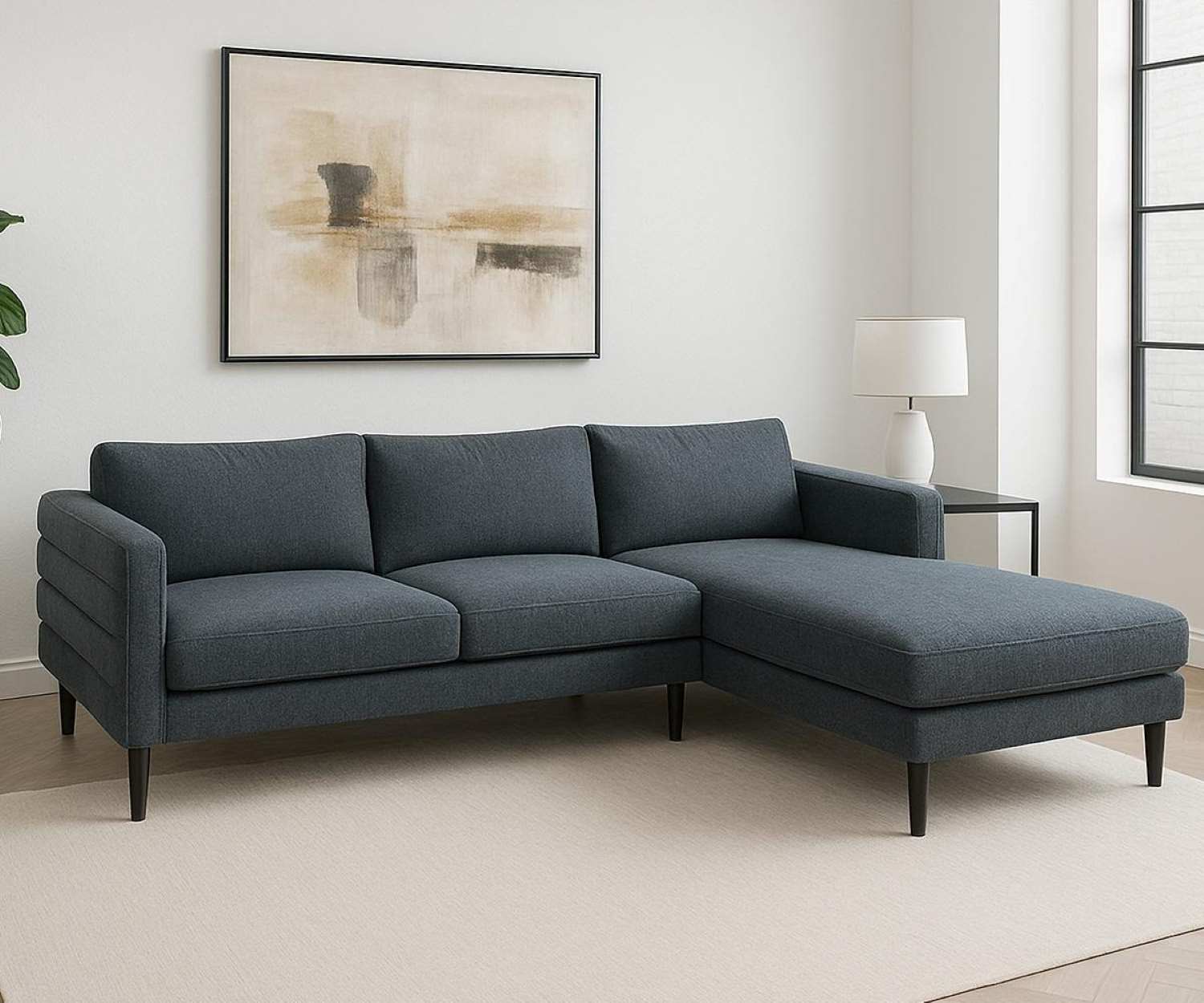Brayden Charcoal Grey Fabric Sectional Right Chaise U521A