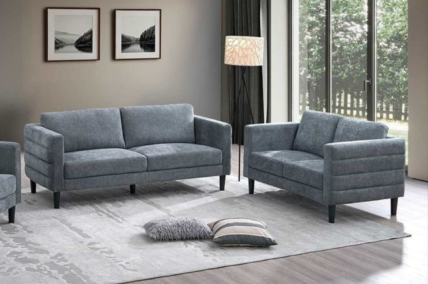 Brayden Charcoal Grey Fabric Sofa Set U521