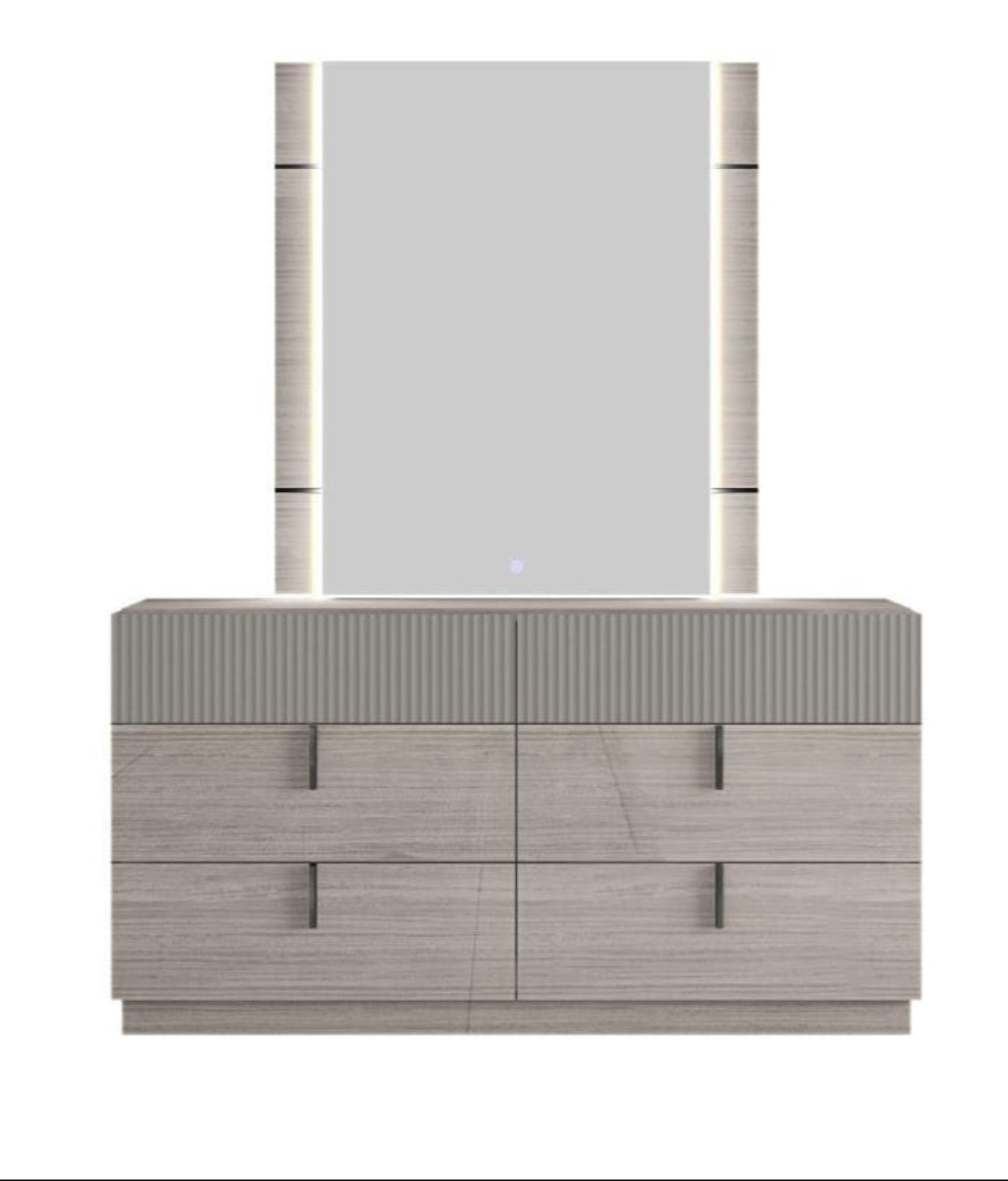 Bristal Wood-Tone Finish Bedroom Set with Panel LED Headboard 1781