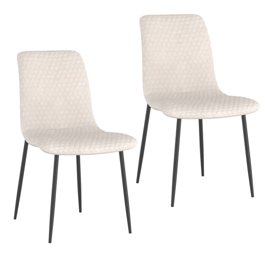 Brixx Dining Chair, Set of 2, in Beige Fabric and Black 202-083