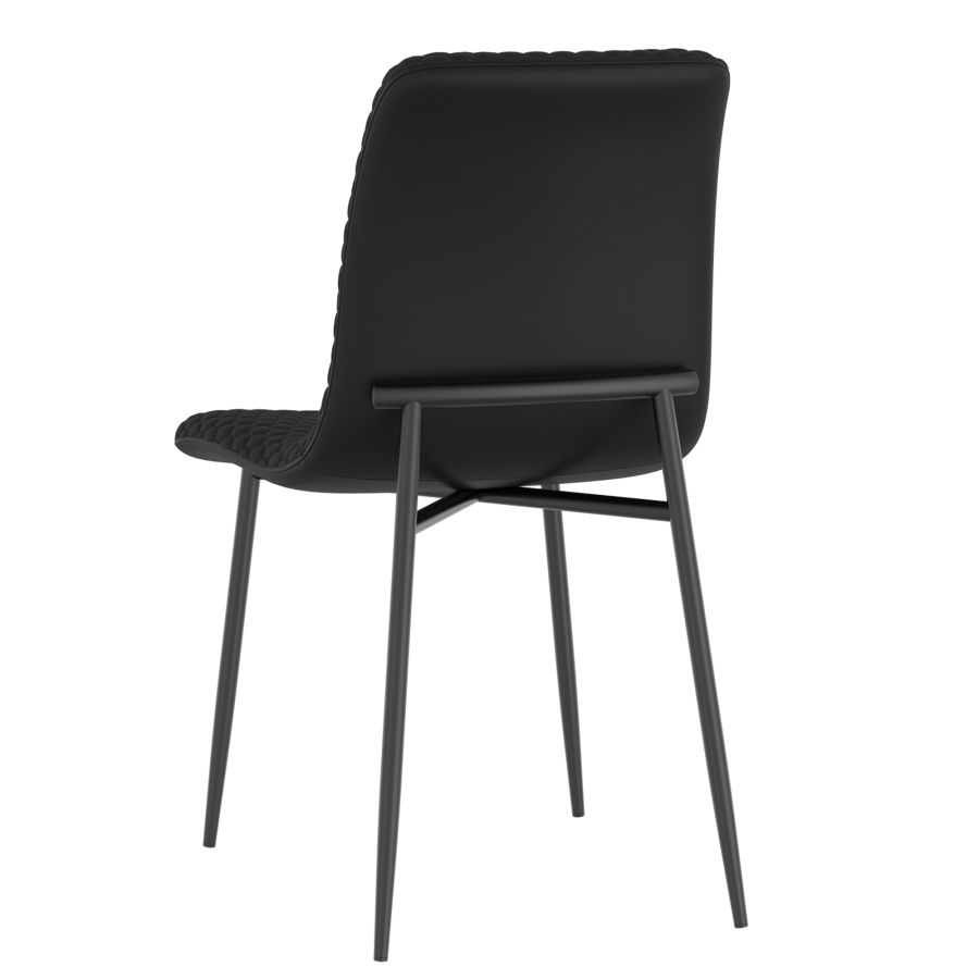 Brixx Dining Chair, Set of 2, in Black Faux Leather and Black 202-083