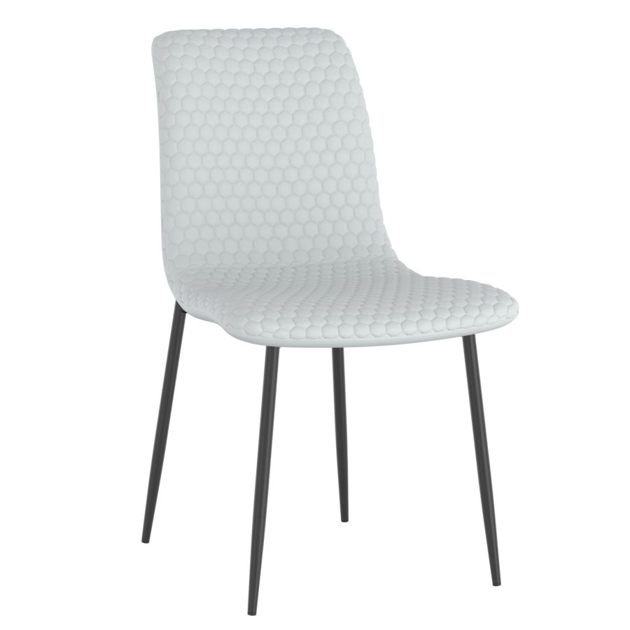 Brixx Dining Chair, Set of 2, in Light Grey Faux Leather and Black 202-083
