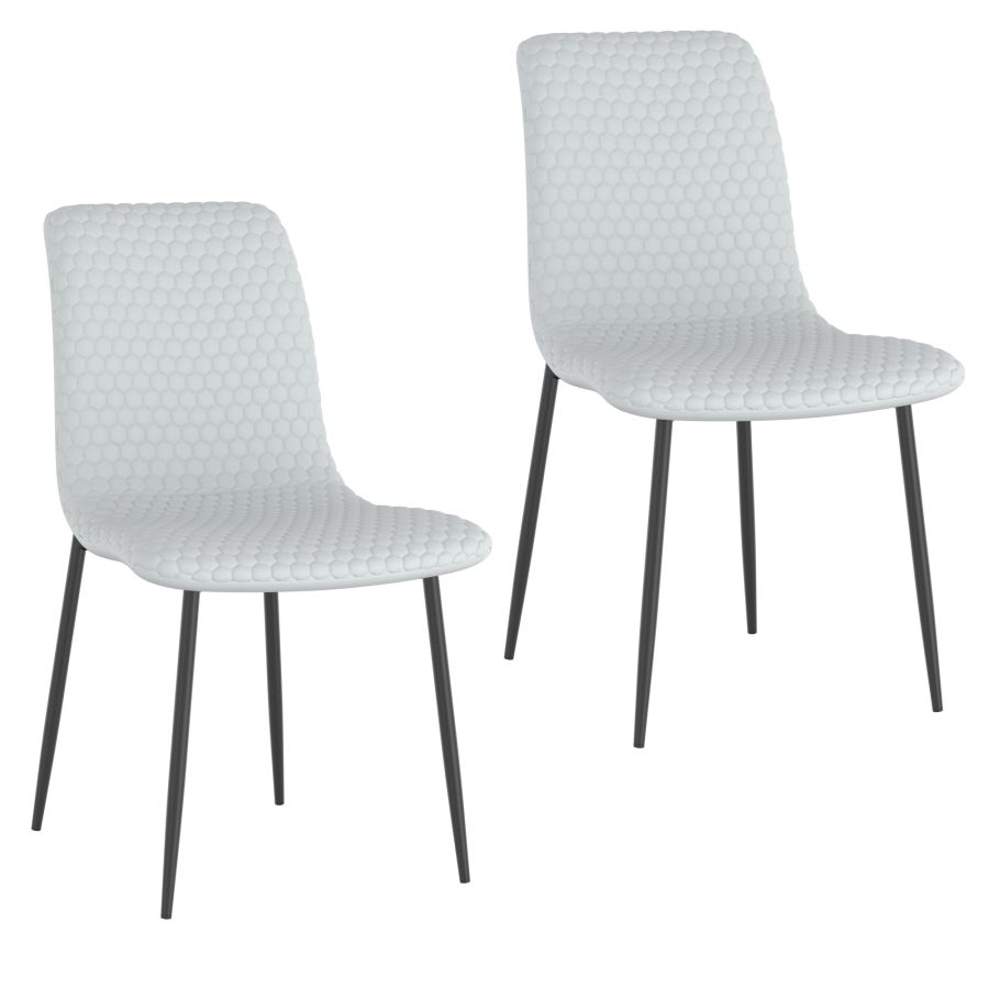 Brixx Dining Chair, Set of 2, in Light Grey Faux Leather and Black 202-083