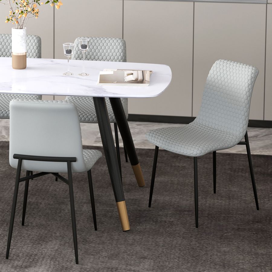 Brixx Dining Chair, Set of 2, in Light Grey Faux Leather and Black 202-083