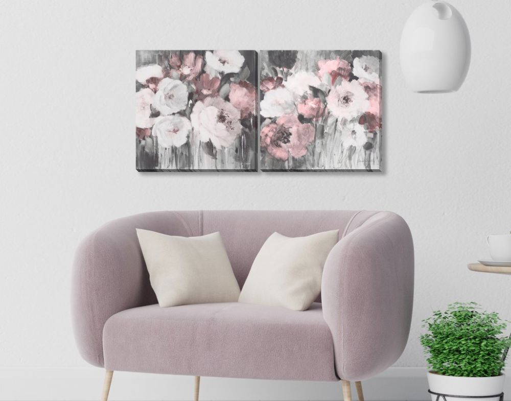 Muted Flower Power Set of 2 canvas art