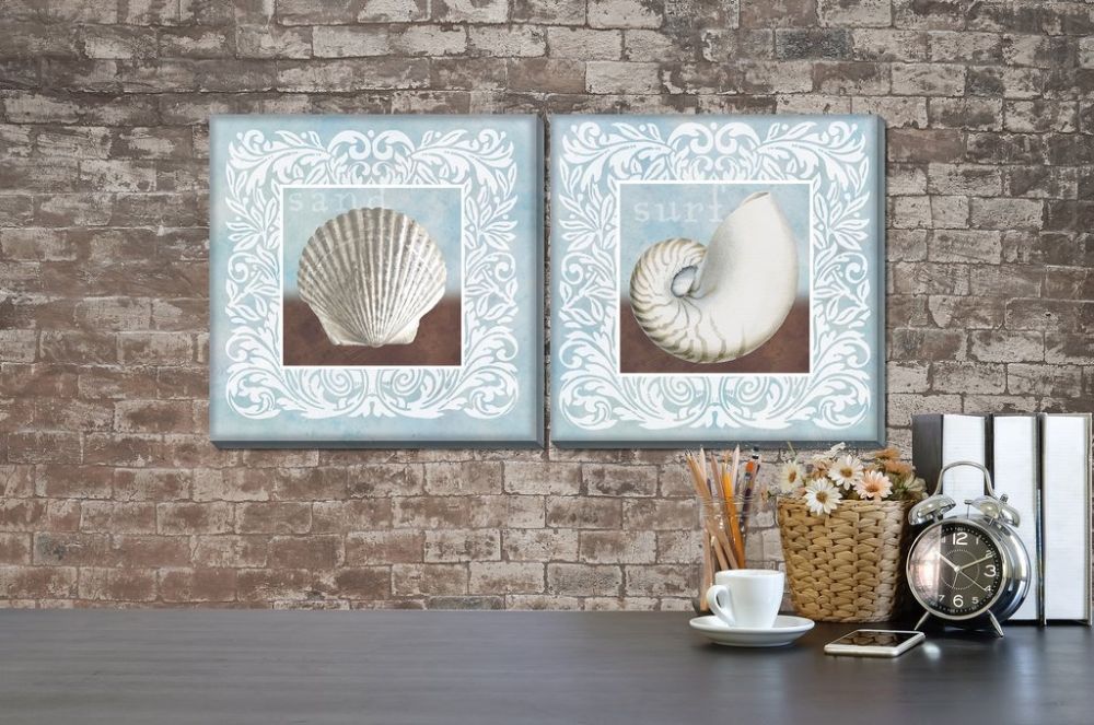Sandy Shells Blue Set of 2 canvas art
