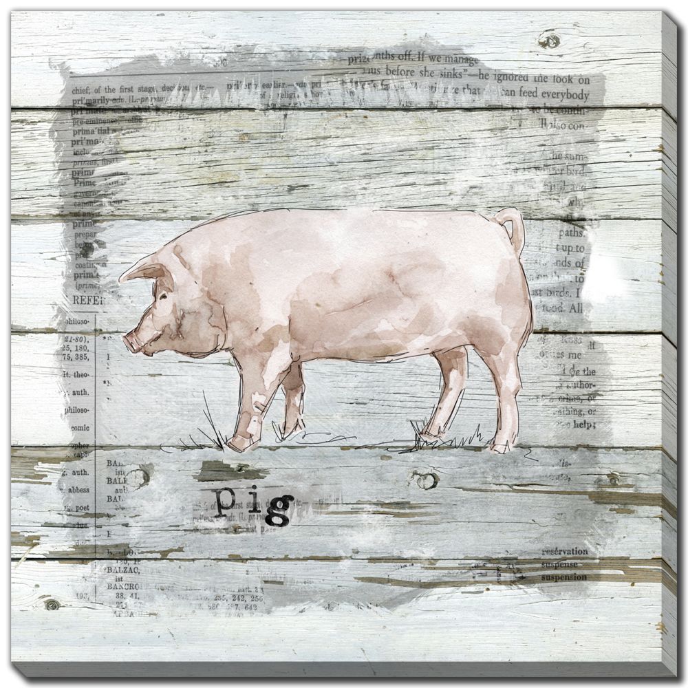 Farmhouse Collage Cow / Pig 2 PC canvas art