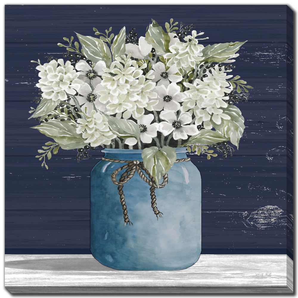 White Flowers I Canvas Art 18" x 18"