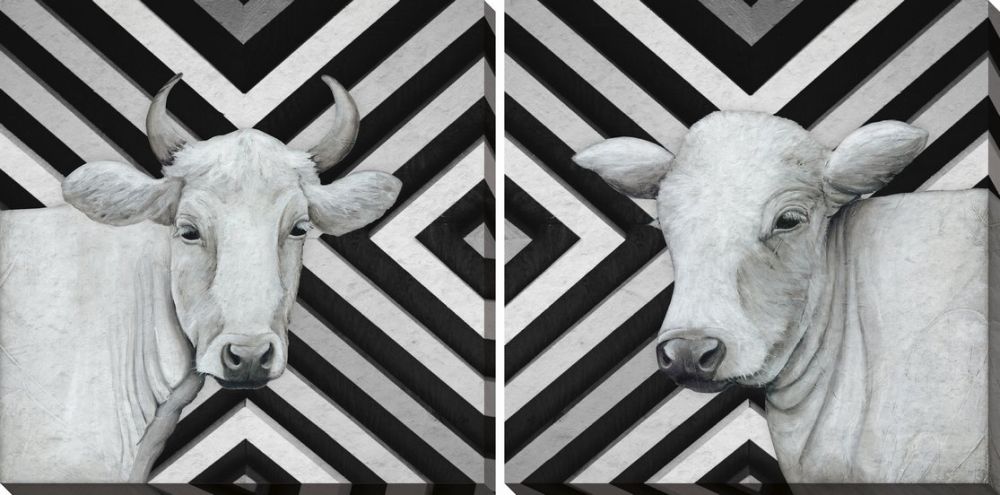 January Cow Set of 2 canvas art