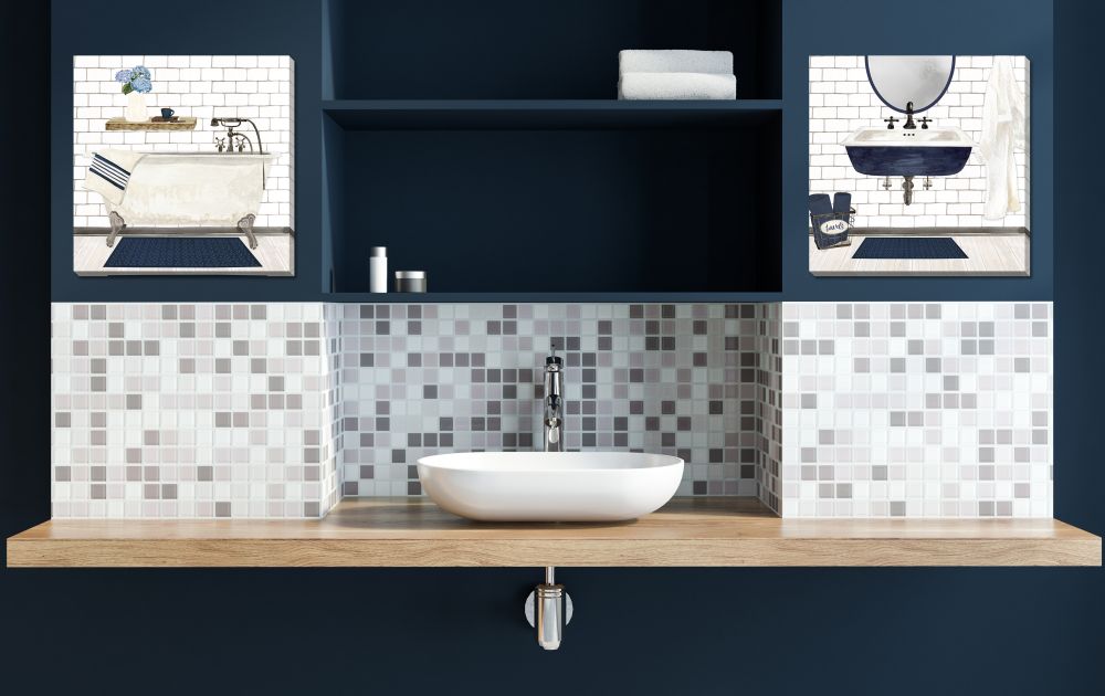 Farmhouse Bath Set of 2 Canvas Art