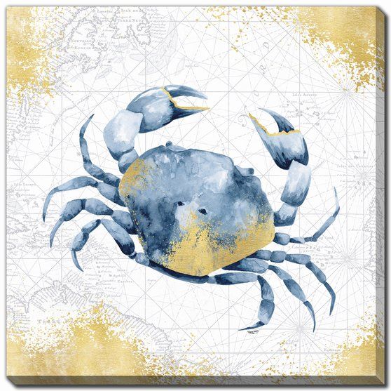 Deep Blue Sea V White Gold canvas art