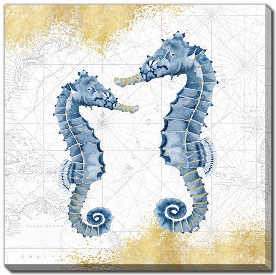 Deep Blue Sea VIII White Gold canvas art