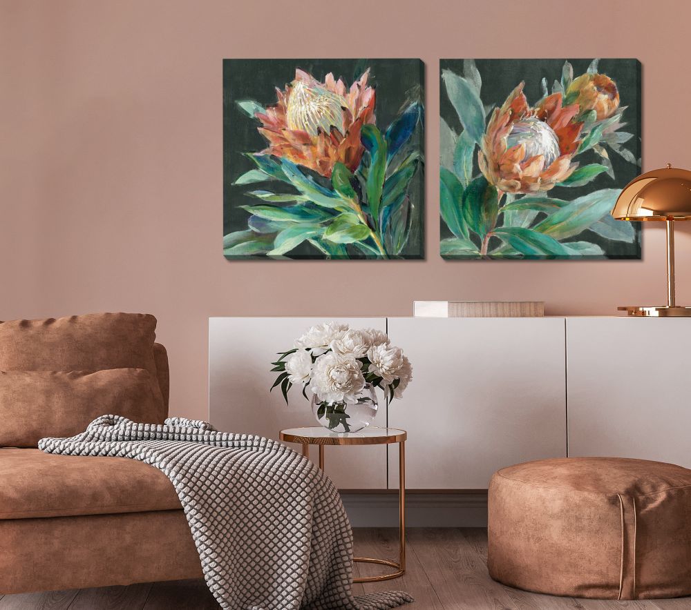 Deep Protea Crop Canvas Art 24" x 24"