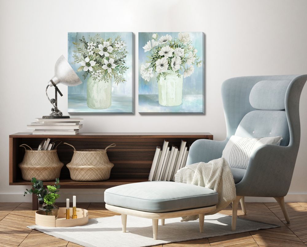 White Blooms II Canvas Art 16" x 20"