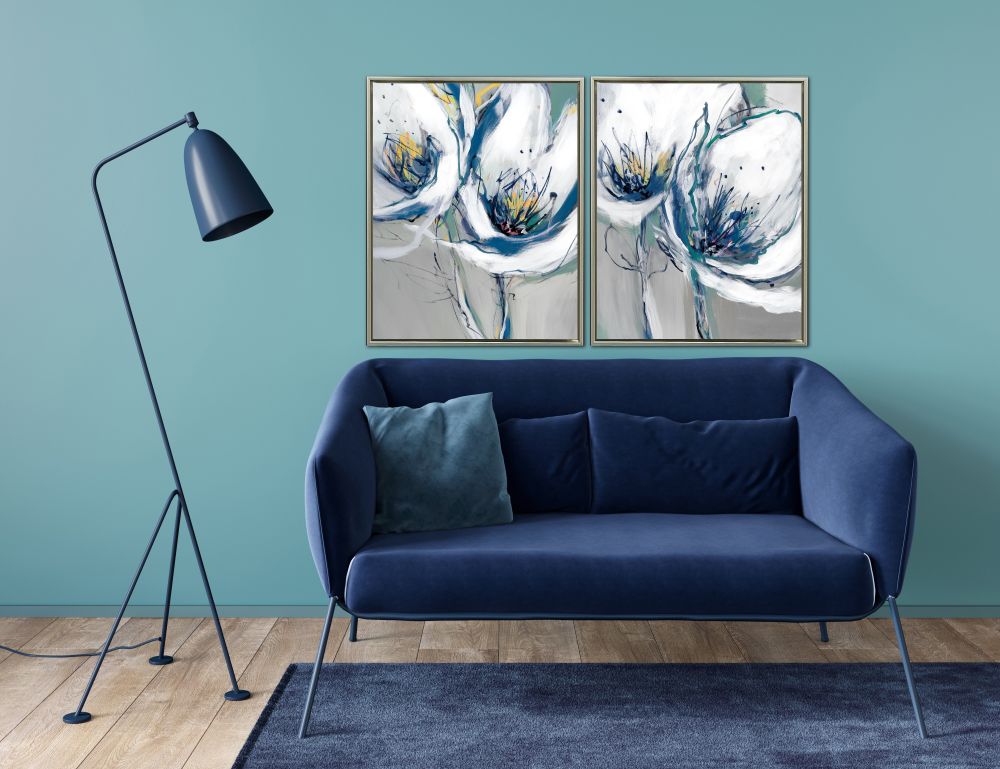 Seafoam Blooms 2 PC Floating Frame