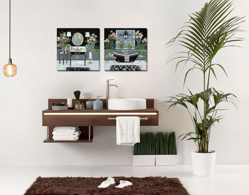 Femme Noir Bath Set of 2 Canvas Art
