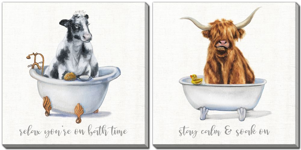 Bath Time Set of 2 Canvas Art