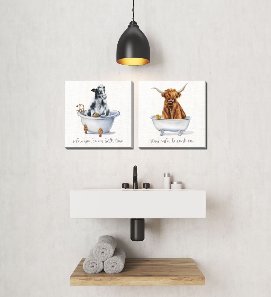Bath Time Set of 2 Canvas Art