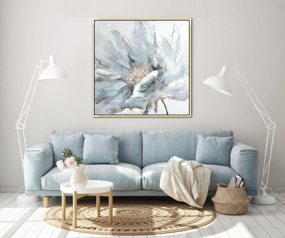 Sapphire Bloom Canvas Art 36" x 36"