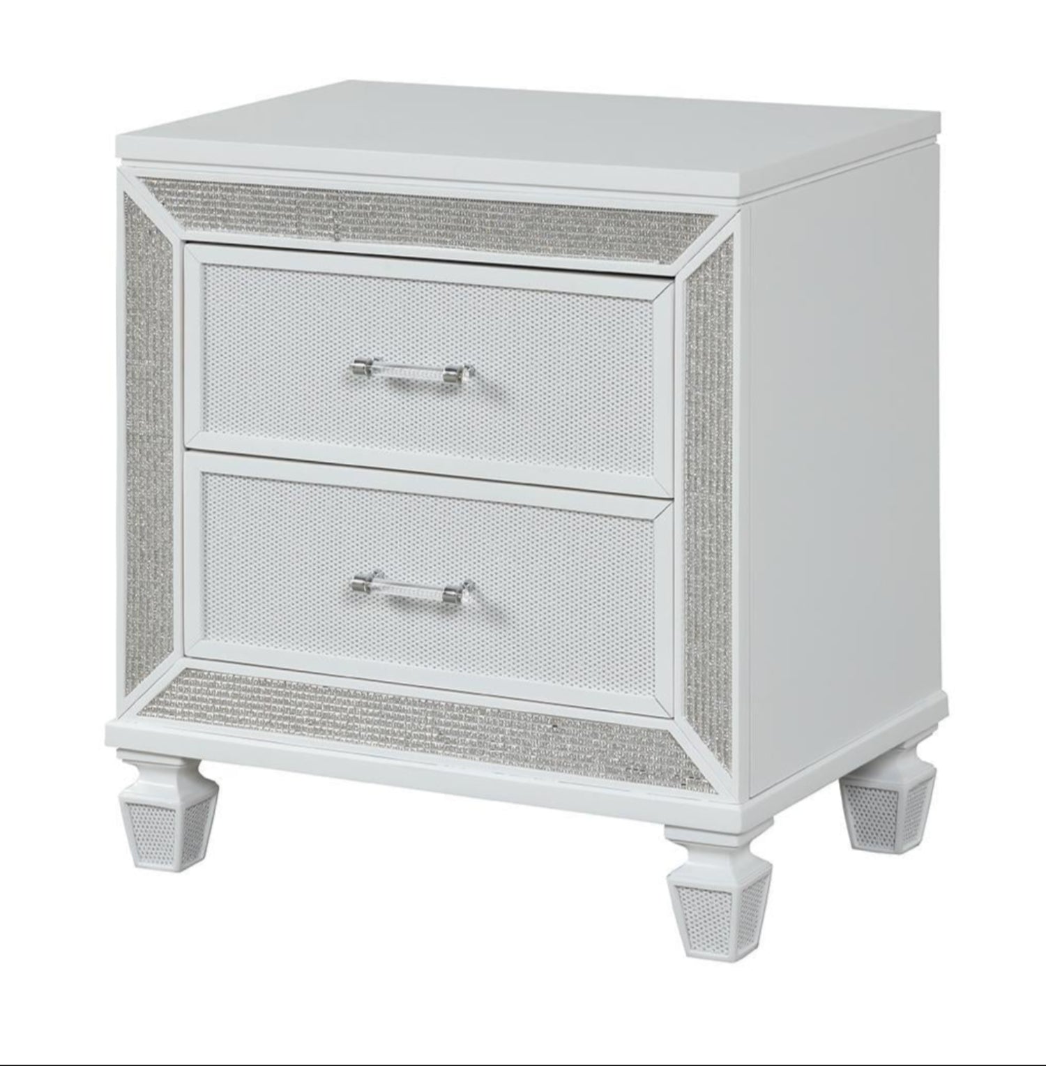 Crystal White 2 Drawer Night Stand 1391