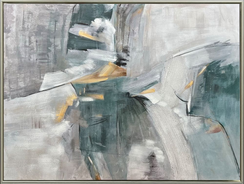 Strokes of Teal Oil Painting 36" x 48"