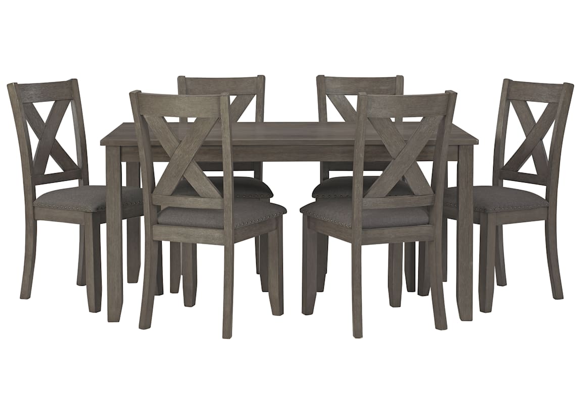 Grey 7 pc Wooden Dining Set 5505