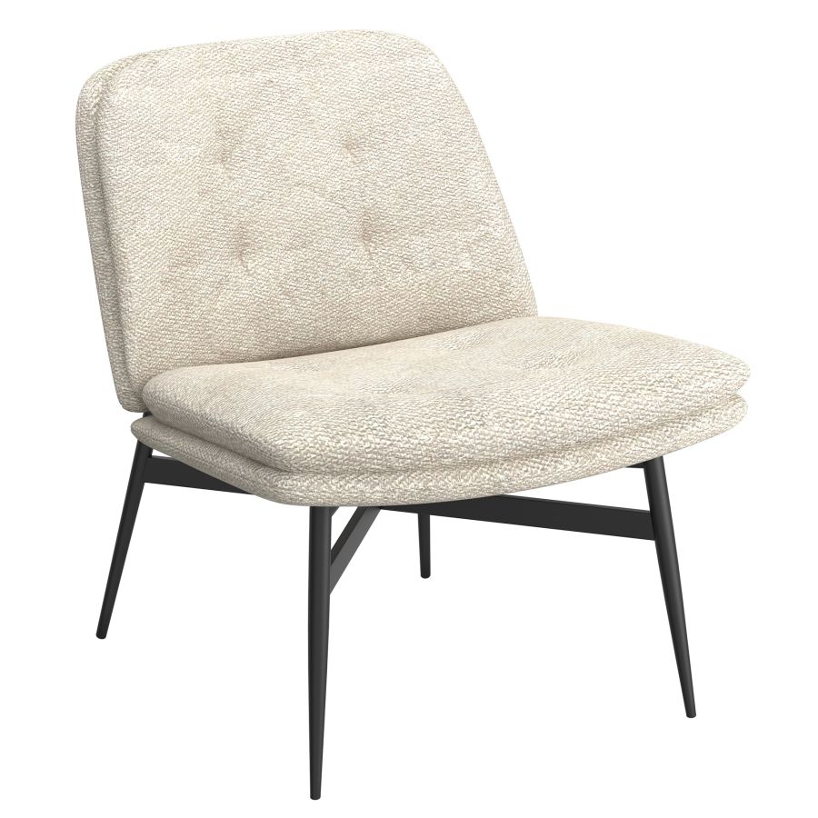 Caleb Accent Chair in Beige Fabric and Black 403-091 (OPEN BOX)