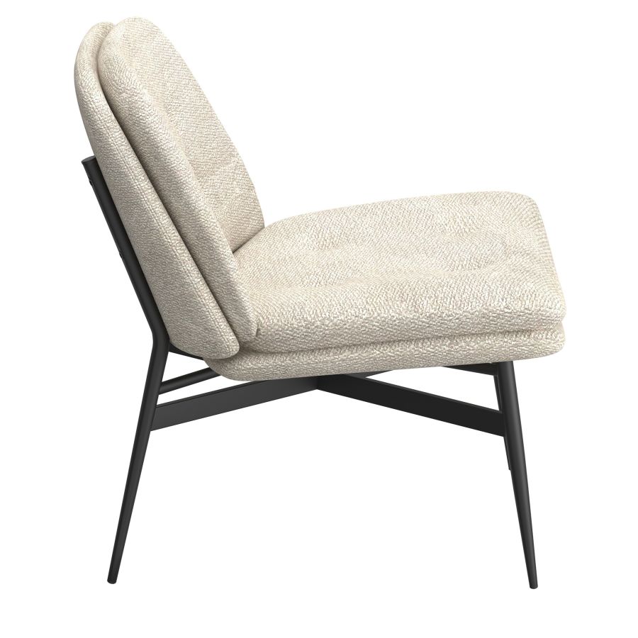 Caleb Accent Chair in Beige Fabric and Black 403-091 (OPEN BOX)