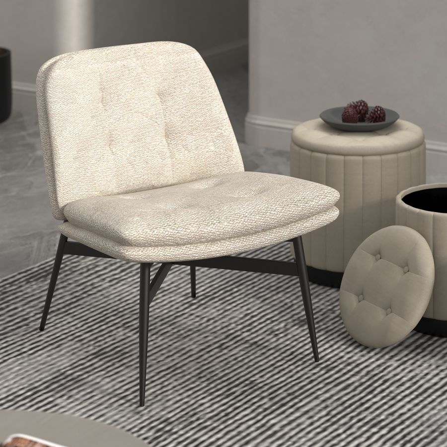Caleb Accent Chair in Beige Fabric and Black 403-091 (OPEN BOX)